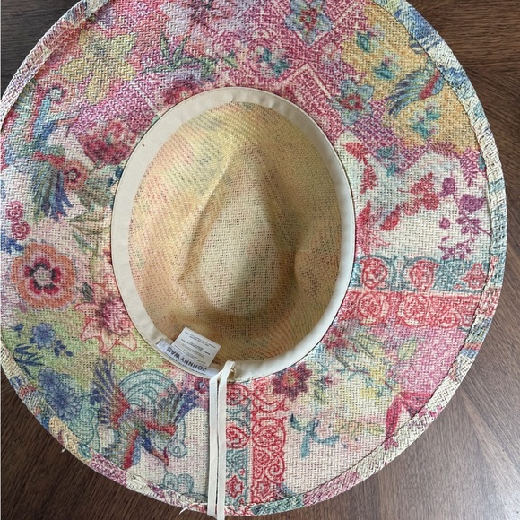 Johnny Was Floral Wide-Brim Straw Fedora Hat - Pink, Blue, Yellow - Picture 6 of 7